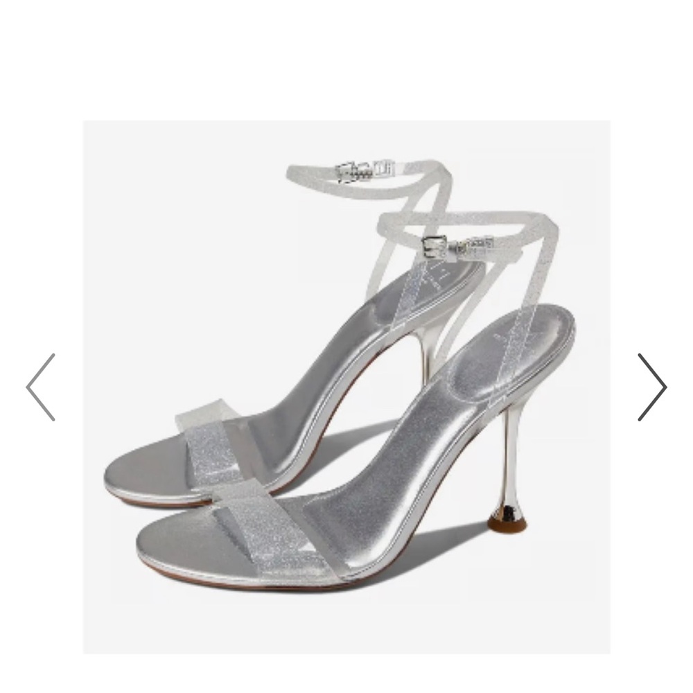 Marc Fisher Calisty Silver Heels Womens Shoes size 6.5 Clear MSRP 140$